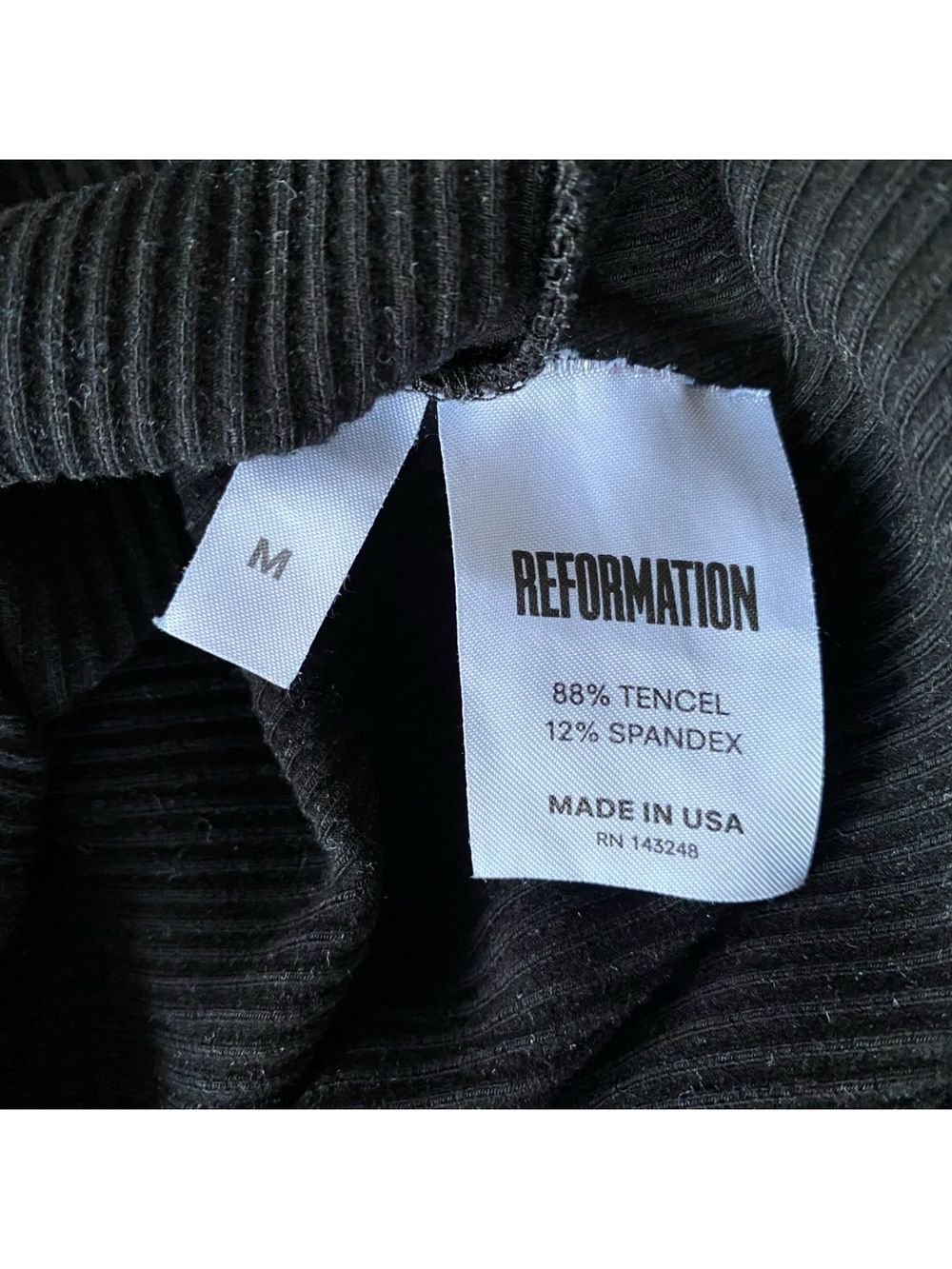 Reformation Ribbed Knit Black Short-Sleeve Scoop Neck Mini Dress - Picture 5 of 8